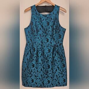 Tabitha Anthropologie Ottava Dress Womens Size 12 Teal Black Party Dress